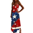 thumbnail image 5 of Rciityk Plus Size 4th of July Maxi Dress for Women - V Neck Spaghetti Strap Patriotic USA Flag Print Sleeveless Ankle Length Casual Dress, Size S-5XL, 5 of 8