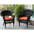 thumbnail image 1 of Jeco Wicker Chair in Black with Tan Cushion (Set of 2), 1 of 1