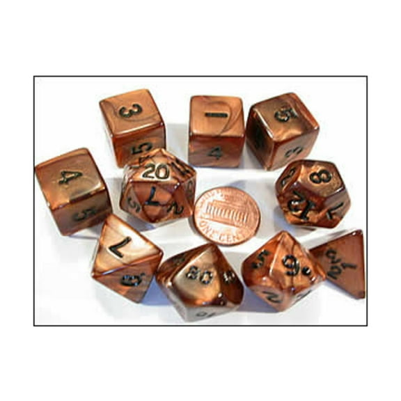 Bronze Olympic Dice with Black Numbers 16mm (5/8in) Set of 10 Koplow Games