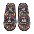 thumbnail image 1 of Fotbe Skulls and Flowers Pantuflas Peludas para Mujer con Estampado, Zapatillas de Peluche, Zapatos de Invierno para Casa, Uso Interior y Exterior-Medium, 1 of 8