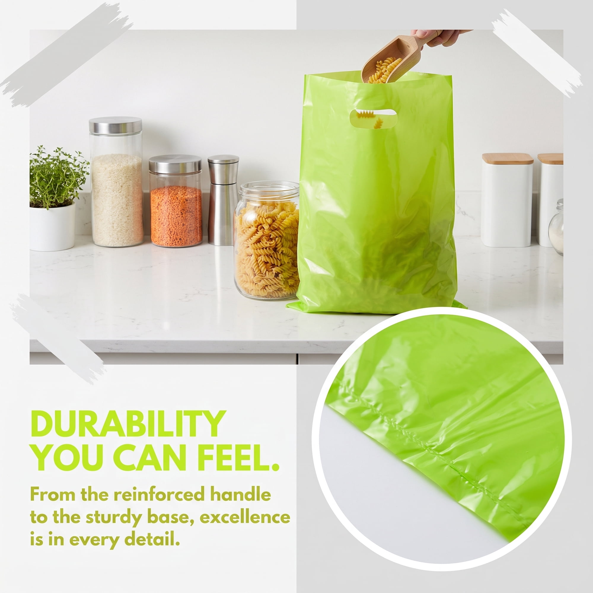 Unique Bargains 50Pcs Premium Waterproof Gift Bags Green 7.9" x 10.6"