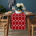 thumbnail image 2 of Red Abstract Table Runner - 60 Inch Long, Kitchen Dining Table Runner Dresser Scarves, Modern White Geometric Twisted Art Farmhouse Decor for Coffee Tables Wedding Party Banquet, 2 of 8