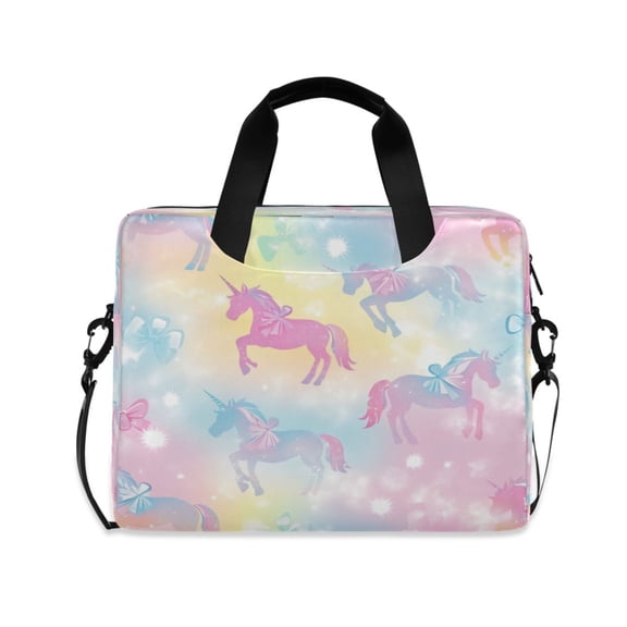 16" Laptop Tote Bag Laptop Sleeve Case Computer Briefcase for Work & Travel Pastel Unicorns and Bows