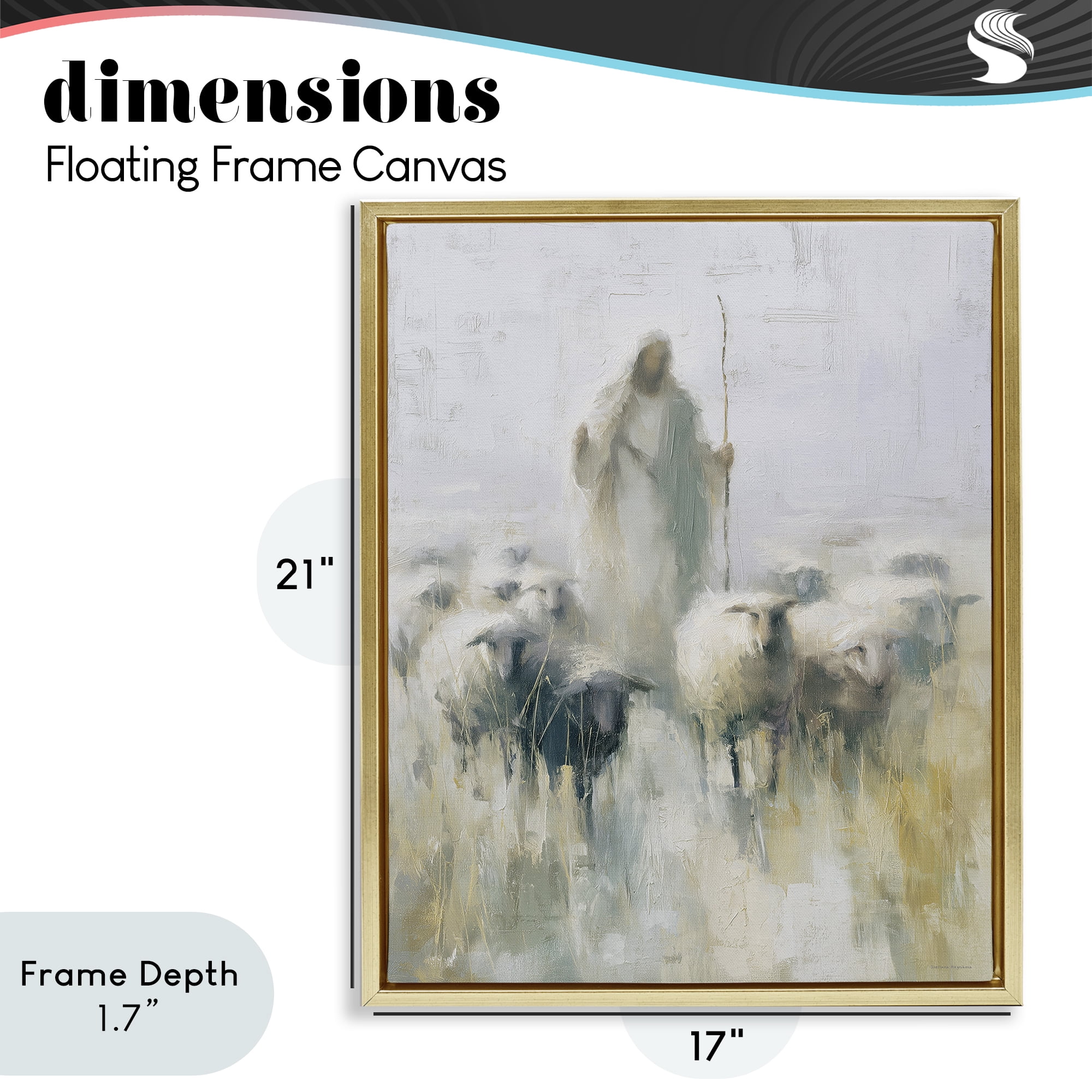 Stupell Industries The Gentle Guide Shepherd Gold Framed Floater Canvas Wall Art, design by Svetlana Aleynikova