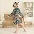 thumbnail image 4 of FORMRS Niños Bathrobe Unisex Hooded Robe Soft Plush Pajamas Sleepwear, Size 2-3T, Retro Christmas Poinsettia, 4 of 7