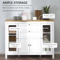 thumbnail image 3 of HOMCOM 47" Sideboard, Buffet Cabinet with Rubber Wood Top, Glass Door, Coffee Bar Cabinet, Kitchen Cabinet with Drawers, Adjustable Shelving for Living Room, White, 3 of 9