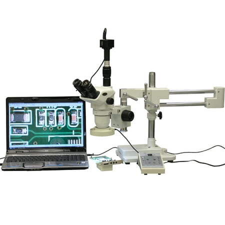 AmScope 2X-225X Boom Stand Stereo Microscope w 8-Zone 80-LED Light + 5MP Digital Camera New price history on PriceWatchPro