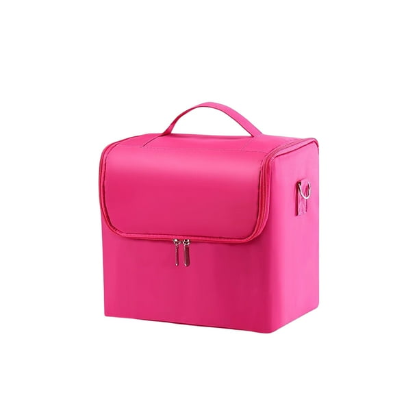 Vogacara Neceser de viaje para maquillaje, organizador de cosméticos impermeable multicapa, estuche de almacenamiento, neceser reutilizable con Bolsas de maquillaje Rosa roja