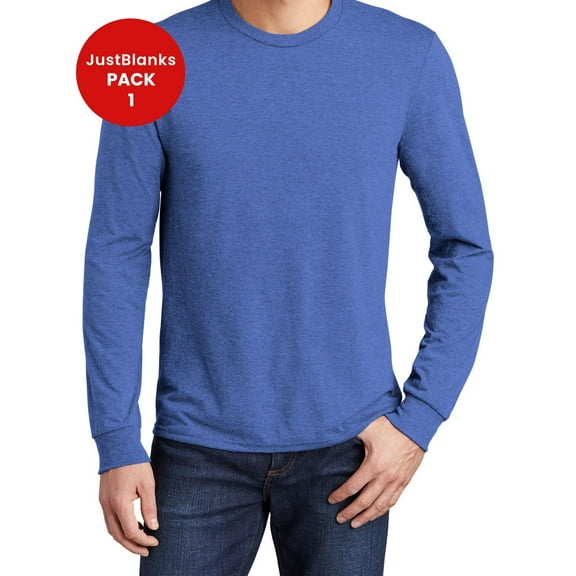 JustBlanks Mens Soft Tri Blend Long Sleeve Shirt Lightweight Athletic Fit Crew Neck T Shirt