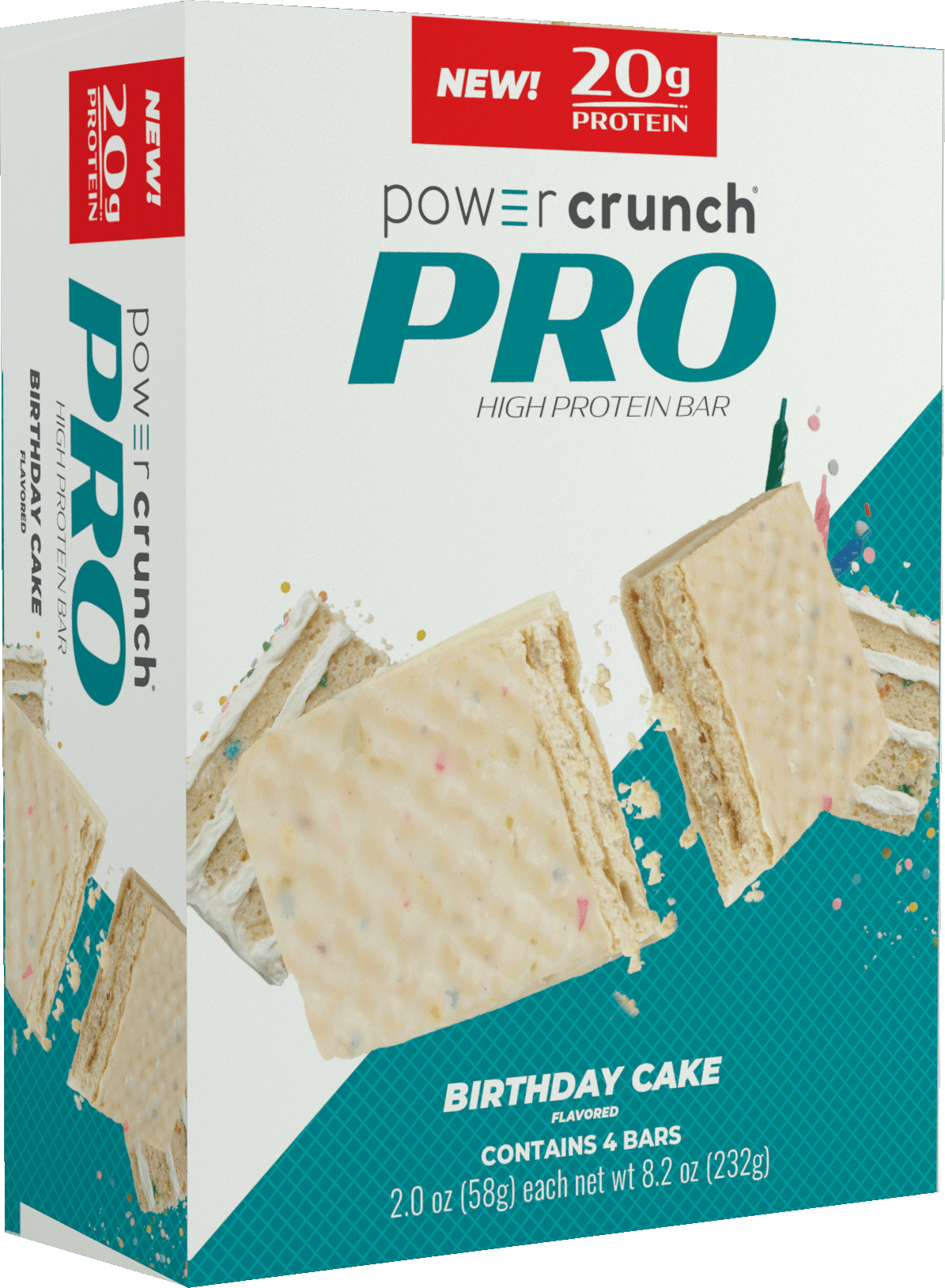 Power Crunch PRO High DH Hydrolyzed Whey protein bar, Birthday Cake, 8.2 oz, 4 count