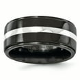 thumbnail image 1 of Edward Mirell Titanium Black Ti & Sterling Silver Inlay 10mm Band Size 9, 1 of 4
