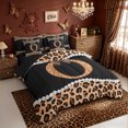 thumbnail image 2 of Manfei Leopard Print Bow Letter O Print Bedding Comforter Set for Girls, Black Brown Initial Bows Queen Bedding Sets, Black Reversible, 7pcs, 2 of 7