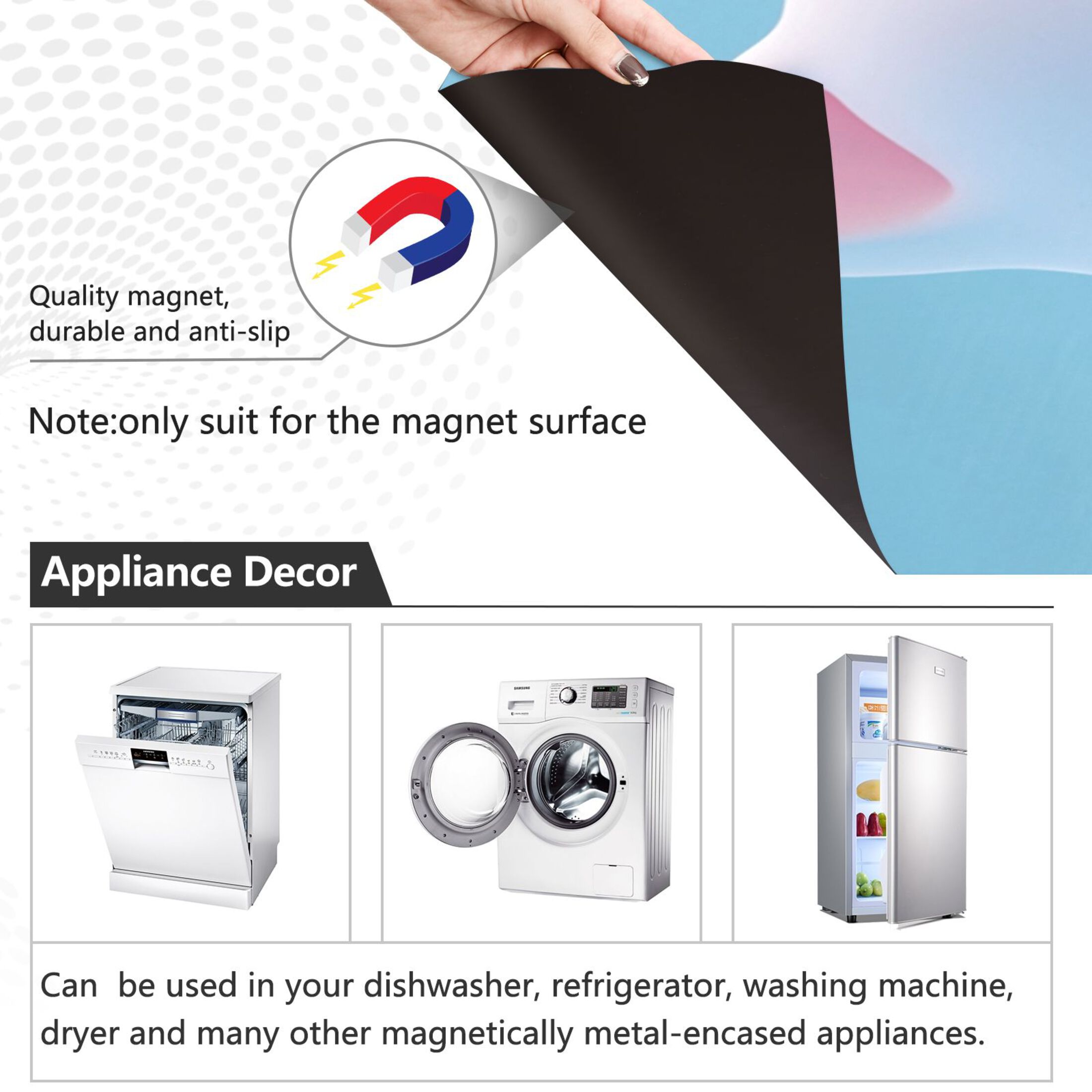 Dishwasher Magnetic Sticker 23x26 Inch Refrigerator Magnetic Sticker Washing Machine Magnetic Sticker Kitchen Panel Magnetic Sticker Home Decor Little White Cartoon Cat