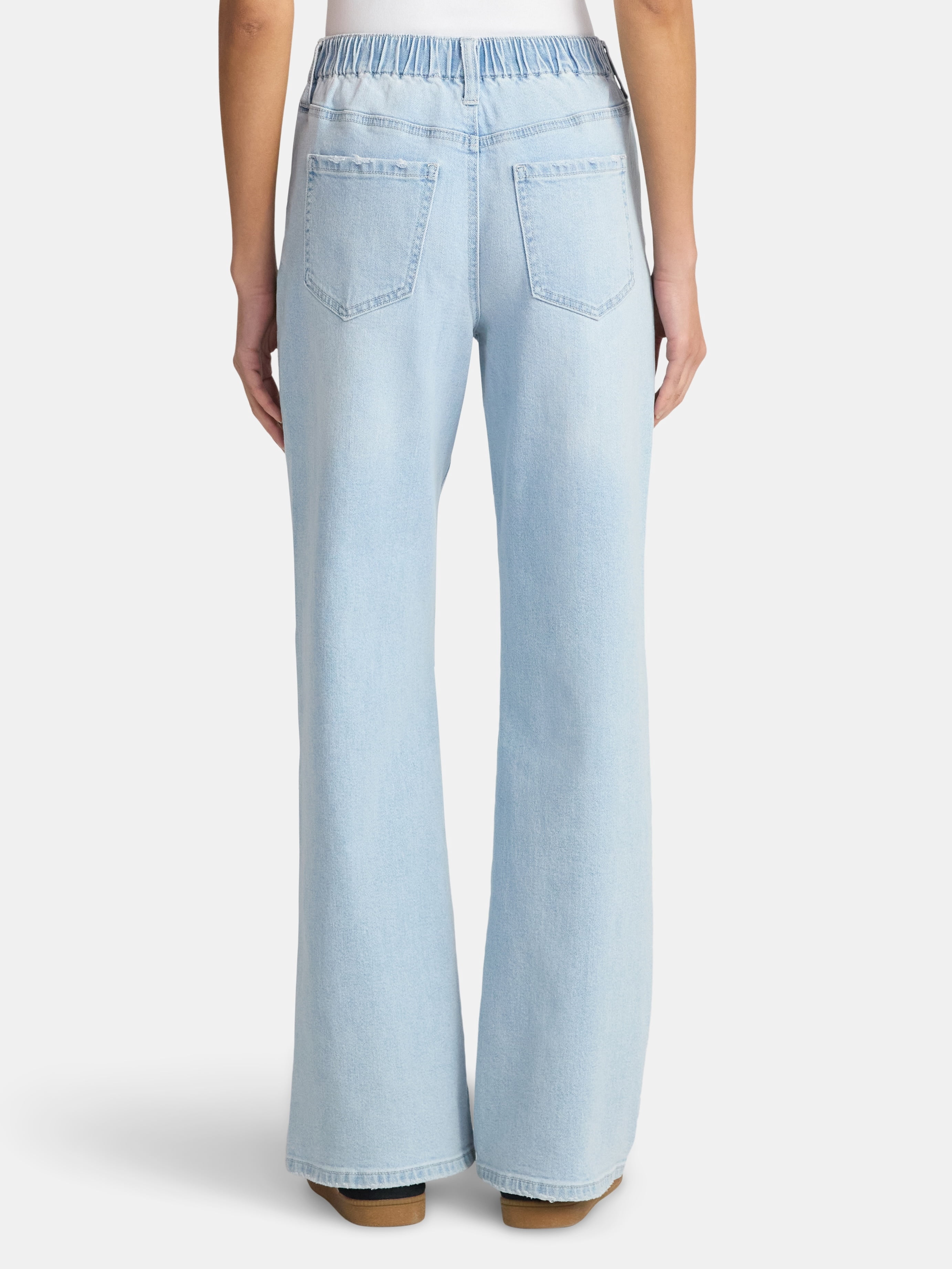 No Boundaries High Rise Baggy Wide Leg Jeans, 34" Inseam, Women's and Women's Plus Sizes XXS-4X