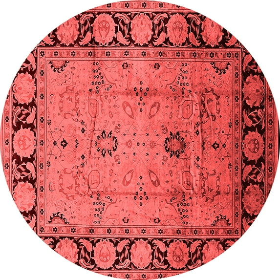 Ahgly Company Indoor Round Oriental Red Traditional Area Rugs, 3' Round