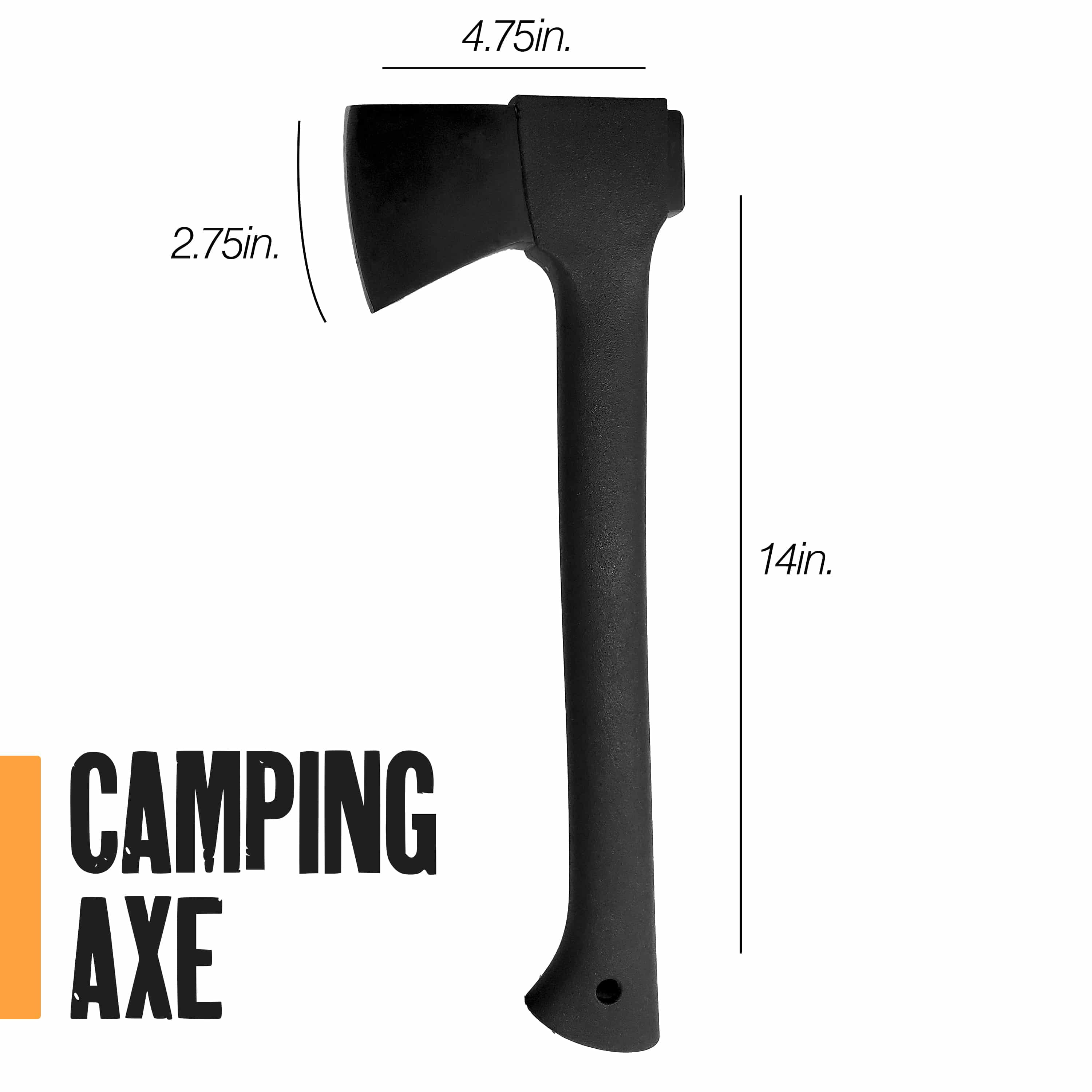 Sirius Survival 14” Stainless Steel Camping Axe for Wood Splitting with Forged Carbon Stainless Steel Head, 20oz Lightweight Design