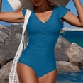 thumbnail image 4 of Awdenio Womens Swimsuits Ruffle Sleeve V Neck Bathing Suit Tummy Control Cutout Monokini Slimming Swimwear, 4 of 9