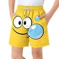 thumbnail image 1 of Pantalones cortos de bolsillo para niños con cordón elástico estampado casual traje de baño pantalones de cinco puntos, 1 of 8