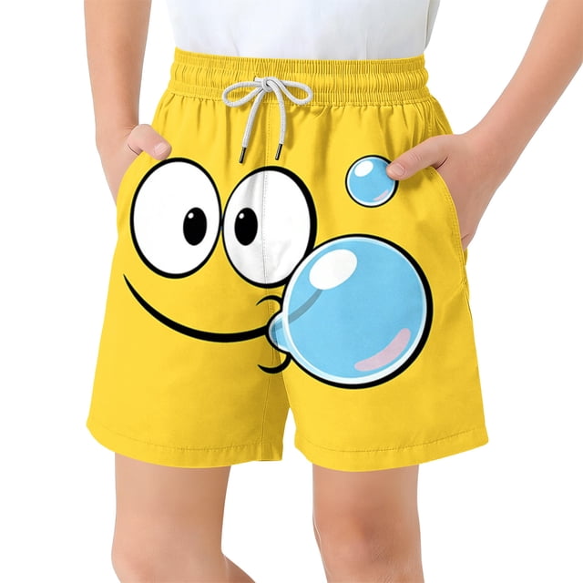 Pantalones cortos de bolsillo para niños con cordón elástico estampado casual traje de baño pantalones de cinco puntos