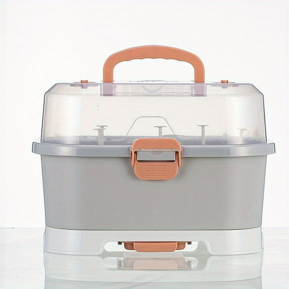 Baby Bottle Storage Box, Large Space Transparent Baby Tableware Storage Box, Drain