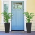 thumbnail image 4 of HWTER Set of 2 Tall Planters for Outdoor Indoor, 22.5" Rattan Planter Pots with Drainage Hole & Self Watering Tray, Wicker Look Flower Pots for Front Door Porch Patio Balcony (Black), 4 of 9
