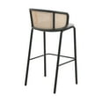 thumbnail image 6 of LeisureMod Ervilla Mid-Century Modern Wicker Bar Stool with Fabric Seat and Black Powder Coated Steel Frame, Grey, 6 of 12