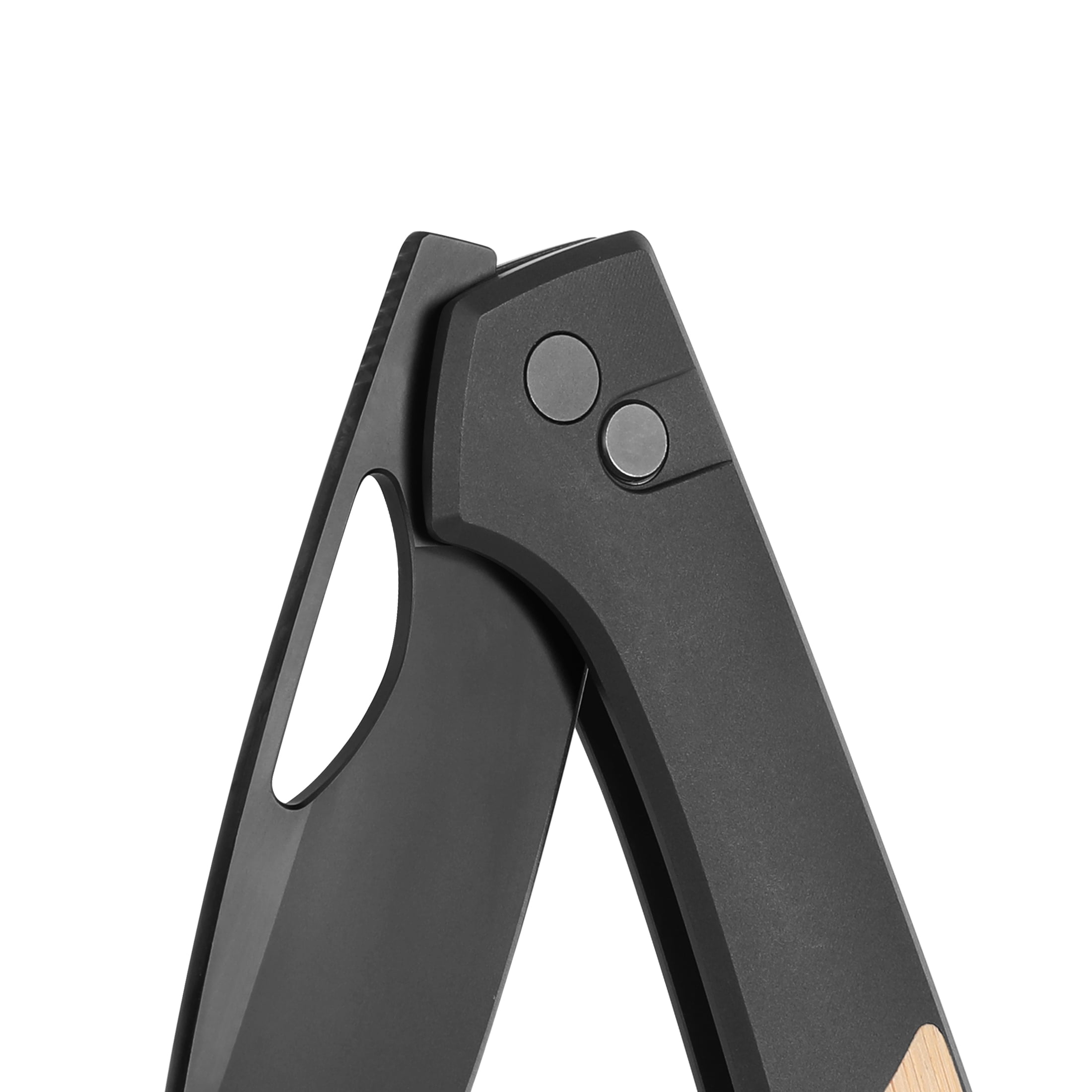Swiss Tech Folding Knife With Nitro-V Steel Blade And Bamboo Inlay Handle