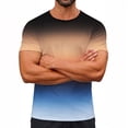 thumbnail image 1 of Ceisia Men's Slim Fit Rainbow Sunset Gradient Print Crew Neck T-Shirts, Breathable Stretch Casual Sports Tops Gifts, 1 of 9