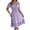 Purple, variant on Summer Solid Elastic Waist Short Sleeve Casual Mini A-Line Dress for Women with Ruffle Puff Sleeve Loose Crew Neck Purple, L