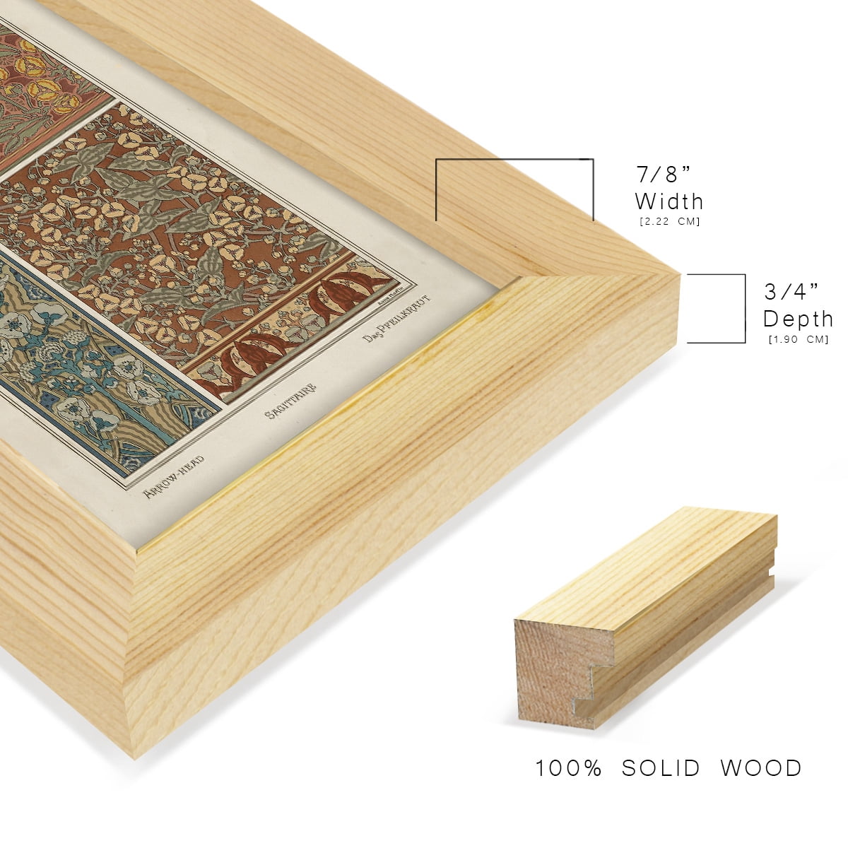 Nouveau Decorative II - Framed Print w/glass - Natural Wood