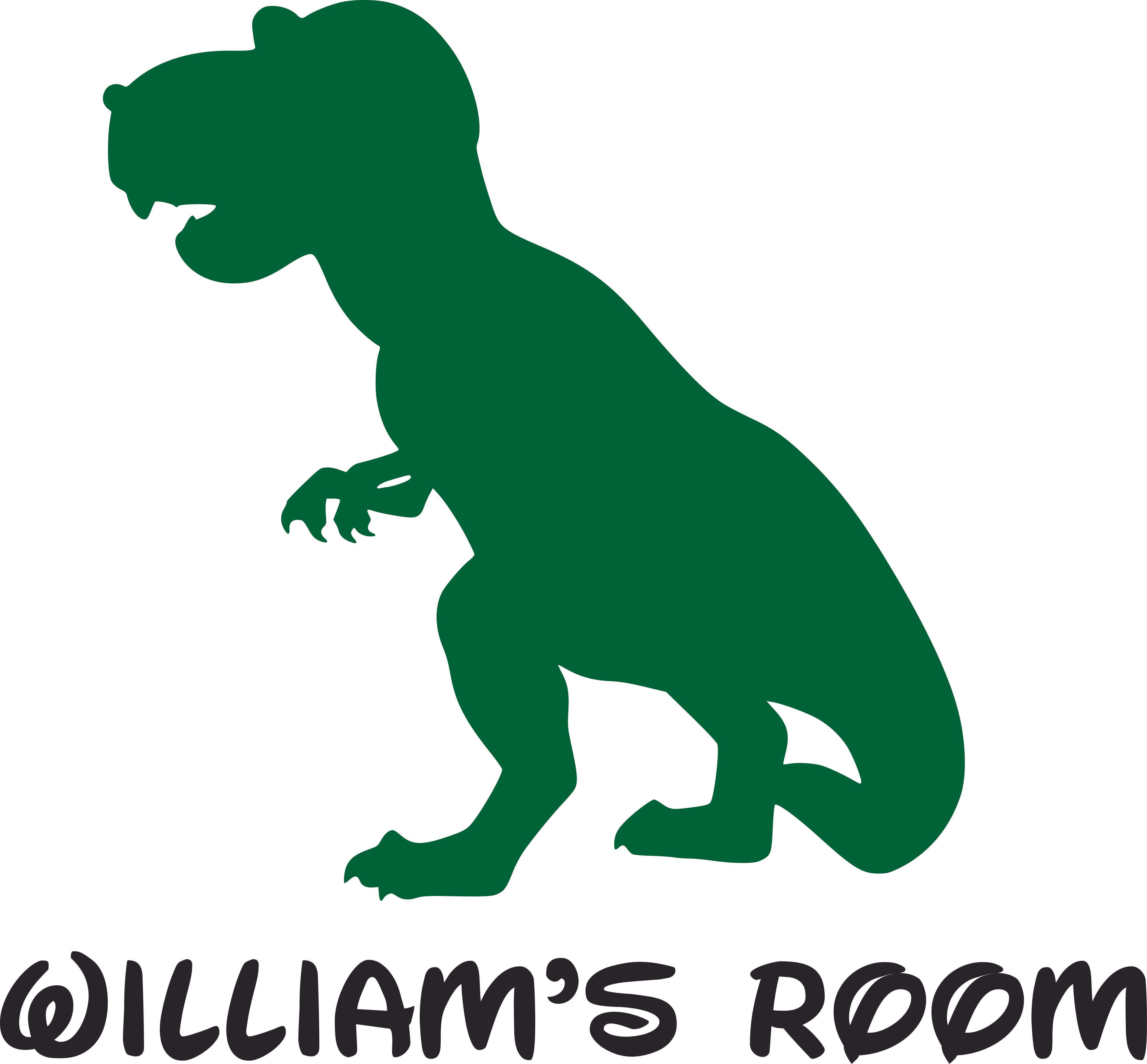 Trex Rex Dino Dinosaur Silhouette Customized Wall Decal Custom Vinyl Wall Art Personalized Name Baby Girls Boys Kids Bedroom Wall Decal Room Decor Wall Stickers Decoration Size 40x40 Inch