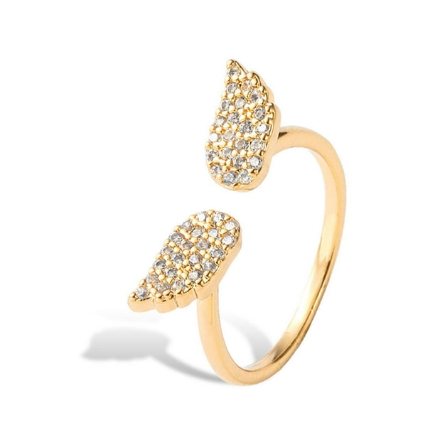 Anillo Ajustable abierto Qarigey 18K chapado en oro para Boda y Compromiso