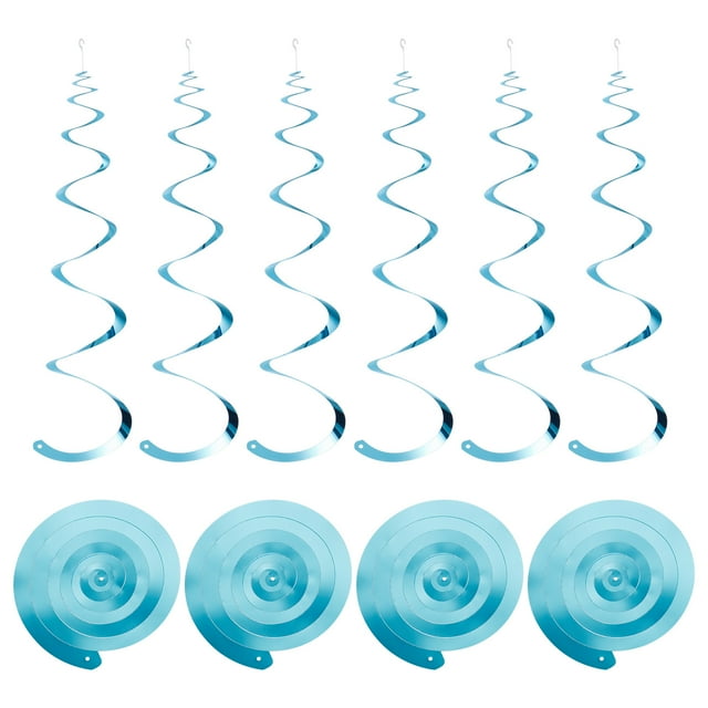 18uds Claro Azul Fiesta Colgante Doble Tira Colgante Decoraciones Plástico Techo Serpentinas Fiesta Decoraciones para Cumpleaños Fiesta con Colgar Etiqueta Cuerda, Gancho