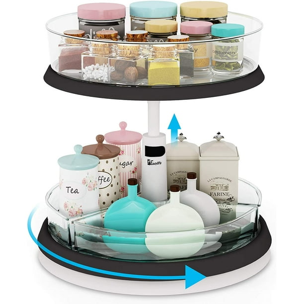 2Tier Lazy Susan Turntable and Height Adjustable Organizer