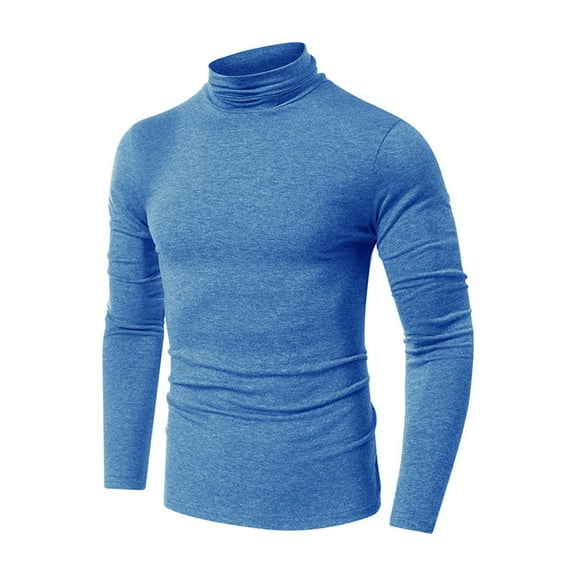 gbyLJF Men's Turtleneck T-shirts Solid Color Long Sleeved Pullover Sweatshirt Lightweight Fall Winter Classic Base Layer Shirts