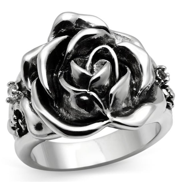 Alamode 3W210-6 Women Rhodium Brass Ring with AAA Grade CZ in Clear - Size 6