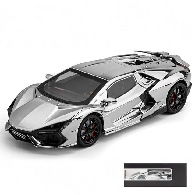Modèle Réduit de Voiture de Sport Hybride Lamborghini Revuelto 1:24 en Alliage Moulé sous Pression Miniauto Simulation Collection Cadeaux d'Anniversaire Boîte Argentée