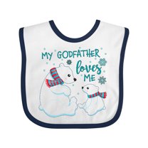 Inktastic My Godfather Loves Me Cute Polar Bears Boys or Girls Baby Bib