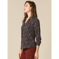 thumbnail image 4 of INSPIRE CHIC Blusa elegante de manga larga con bolsillo de imitación floral con cuello en V para mujer Negro M, 4 of 6