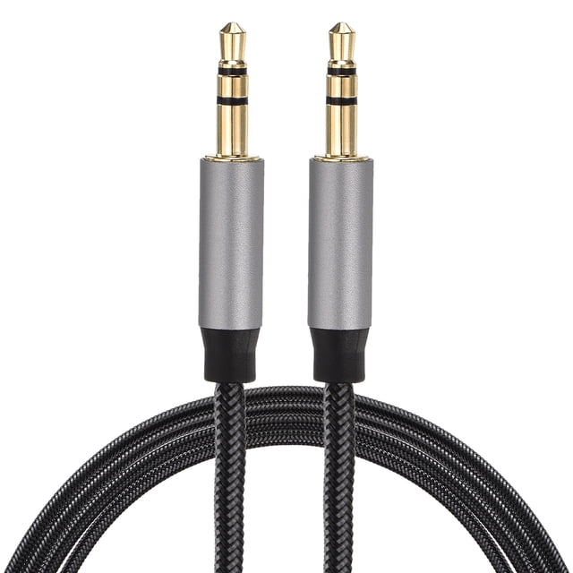 Cable AUX Uxcell de 3.5 mm trenzado de nylon para auriculares, altavoces, estéreos de coche, gris, 1 9.8 pies