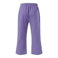 thumbnail image 5 of HAOTAGS Teen Girls Capris, Cotton Linen Pants Summer Casual Cropped Trousers Purple 3-4 Years, 5 of 5