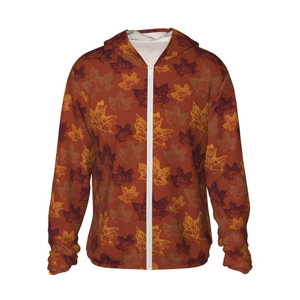 Fotbe fall Maple Chaqueta con Protección Solar UPF 50+ para Hombre y Mujer, Camisa con Capucha y Bolsillos-3X-Large
