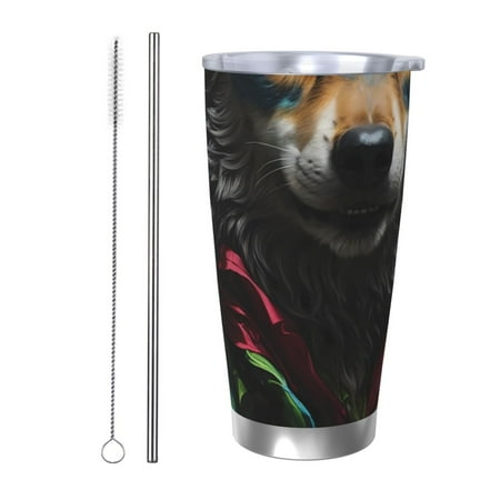 

Logiee Vintage Wolf Warrior Print 20OZ Car Cup with Lid Stainless Steel Vacuum Insulated Double Wall Travel Tumbler Durable Insulated Coffee Mug Thermal Cup with Straw-Straw Two-piece Set