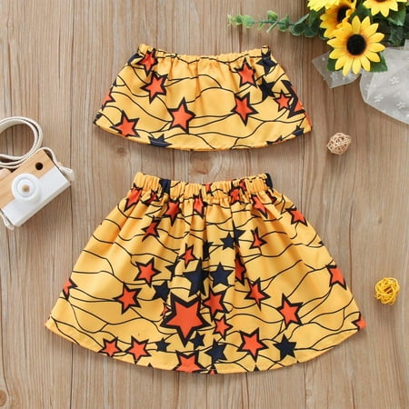 

QISIWOLE Toddler Kids Baby Girls Summer Clothes African Boho Style Printed Vest Tops Skirts Outfits Set Savings !