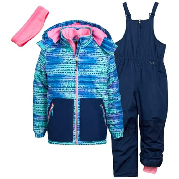 Girls' Snowsuit - Water Resistant Winter Jacket and Ski Bib Overalls (2T-16), Size 3T, Blue