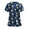 thumbnail image 5 of GEWSEY Scrubs for Women Tops Easter Print Shirt V Neck Cartoon Pattern Short Sleeve Nursing Uniform with Pockets (Blue, XL), 5 of 7
