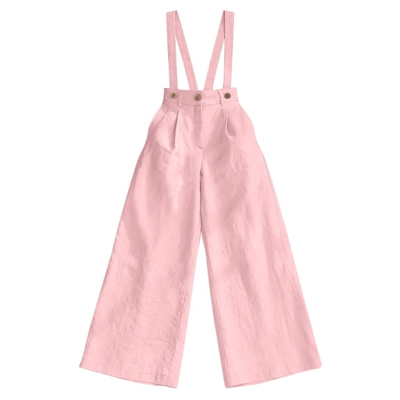 Gytharion Jumpsuits for Women Solid Color Buttoned Wide-leg Overalls Casual Loose Jumpsuits