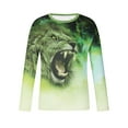 thumbnail image 4 of Yaoyar Men's T-Shirt Novelty Long Sleeve Tops 3D Lion Graphic Print Pullover Blouses Casual Round Neck Leisure Holiday Tees,Green,3XL, 4 of 5