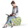 thumbnail image 2 of Crocodile Pouf Cover with Zipper, Illustration of Wildlife Reptiles Elephants Man Bananas Cactus and Pyramids, Soft Decorative Fabric Unstuffed Case, 30" W X 17.3" L, Cream Multicolor, by Ambesonne, 2 of 5