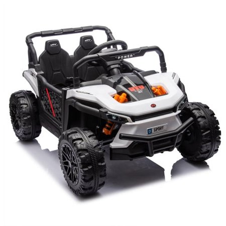XCLOUD 24V Ride On UTV Electric Cars for Kids, Four Wheel Suspension, W/ Remote Control, Adjustable Speed, LED Lights, Bluetooth, Battery Powered Electric Vehicle Car Toy, White